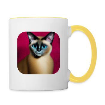 Siamkatze - Tasse zweifarbig - Weiß/Gelb - Rechts