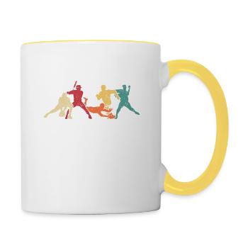 Baseball Team Baseball Retro Vintage Catcher Pitch - Contrasting Mug - white/yellow - Right