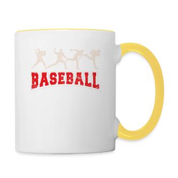 Baseball Pitcher Baseball Pitching Closer Relief B - Tasse zweifarbig - Weiß/Gelb - Rechts