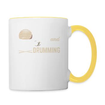 Coffee Cardio Drumming Fitness Class Gym Workout E - Tasse zweifarbig - Weiß/Gelb - Rechts