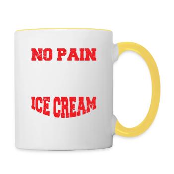 No Pain No Ice Cream Fitness Funny Gym Saying Card - Tasse zweifarbig - Weiß/Gelb - Rechts