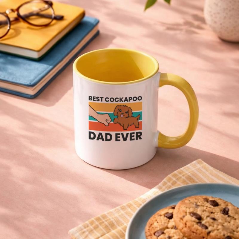 Best Cockapoo Dad Ever Funny Cockapoo Dog Contrasting Mug