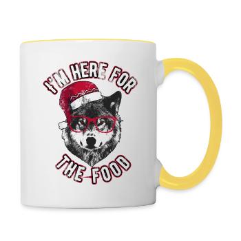 I'm here for the food - Grumpy Christmas Wolf - Contrasting Mug - white/yellow - Right