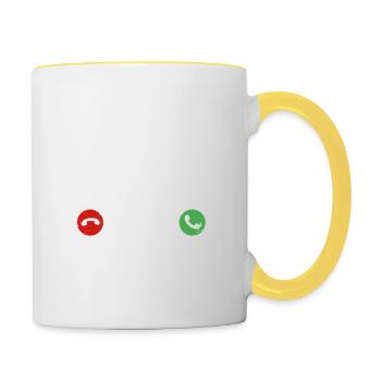 Tennis ruft, ich muss los Lustiger Spieler Trainer - Tasse zweifarbig - Weiß/Gelb - Rechts