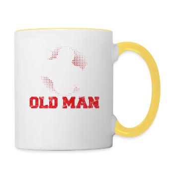 Old Man Strength Gym Dad Workout Weightlifting Tra - Contrasting Mug - white/yellow - Right