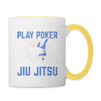 Real Dads Do Jiu Jitsu Some Play Poker Brazilian J - Contrasting Mug - white/yellow - Right