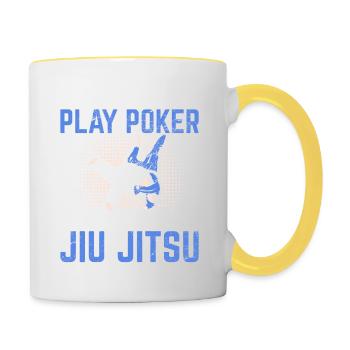 Real Dads Do Jiu Jitsu Some Play Poker Brazilian J - Contrasting Mug - white/yellow - Right
