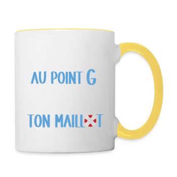 Blague de couple point G - Mug contrasté - blanc/jaune - Droite