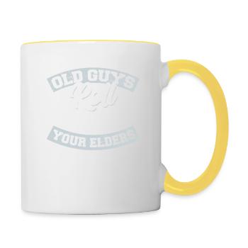 BJJ Old Guys Roll Brazilian Jiu Jitsu Training Jiu - Contrasting Mug - white/yellow - Right