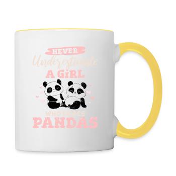 Never Underestimate A Girl Who Loves Pandas Hearts - Contrasting Mug - white/yellow - Right