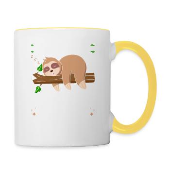 Faultier Sloth Langschläfer Nachthemd - Tasse zweifarbig - Weiß/Gelb - Rechts