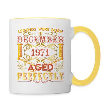 December 1971 - birthday 1971 legends were born. - Mug contrasté - blanc/jaune - Droite
