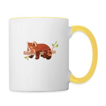 Red Panda Love Cute Lazy Animal I Hate Mornings Zo - Mug contrasté - blanc/jaune - Droite