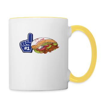 Das ist mein Döner Kebab Fanshirt - Tasse zweifarbig - Weiß/Gelb - Rechts