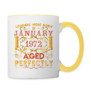 January 1972 - birthday 1972 legends were born. - Contrasting Mug - white/yellow - Right