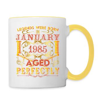 January 1985 - birthday 1985 legends were born. - Contrasting Mug - white/yellow - Right