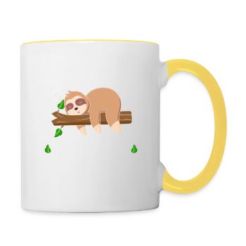 Faultier Der Wille War Da Ich Habe Ihn - Tasse zweifarbig - Weiß/Gelb - Rechts