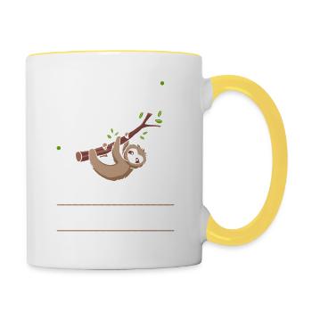 Faultier Keine Lust Sloth, Büro Morgenmuffel - Tasse zweifarbig - Weiß/Gelb - Rechts