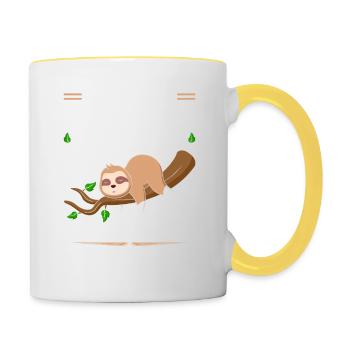 Faultier Pyjama Morgenstund Langschläfer Spruch - Tasse zweifarbig - Weiß/Gelb - Rechts