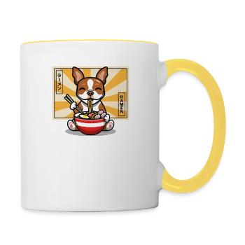 Red Boston Terrier - Contrasting Mug - white/yellow - Right