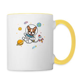 Terrier de Boston rouge - Mug contrasté - blanc/jaune - Droite