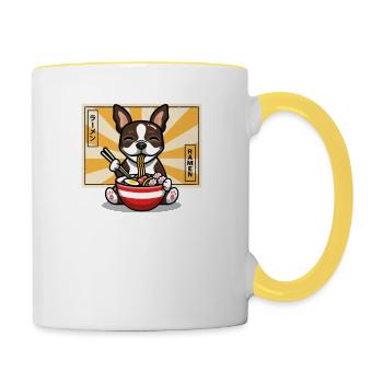 Terrier brun Boston - Mug contrasté - blanc/jaune - Droite