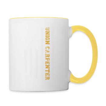 Vintage American USA Flagge Union Zimmermann Holzarbeiten - Tasse zweifarbig - Weiß/Gelb - Rechts