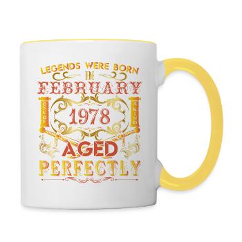 Februar 1978 - Geburtstag 1978 wurden Legenden geboren. - Tasse zweifarbig - Weiß/Gelb - Rechts