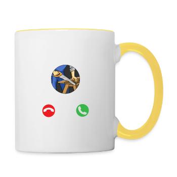 Holzarbeiten nennen lustigen Tischler Holzarbeiter - Tasse zweifarbig - Weiß/Gelb - Rechts