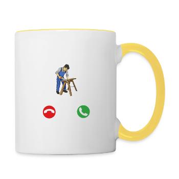 Holzarbeiten nennen Humor Zimmermann Holzarbeiter - Tasse zweifarbig - Weiß/Gelb - Rechts