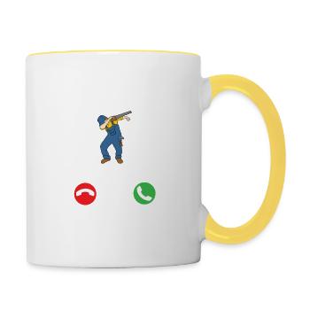 Carpenter nennt Holzbearbeitung lustiges Wortspiel - Tasse zweifarbig - Weiß/Gelb - Rechts