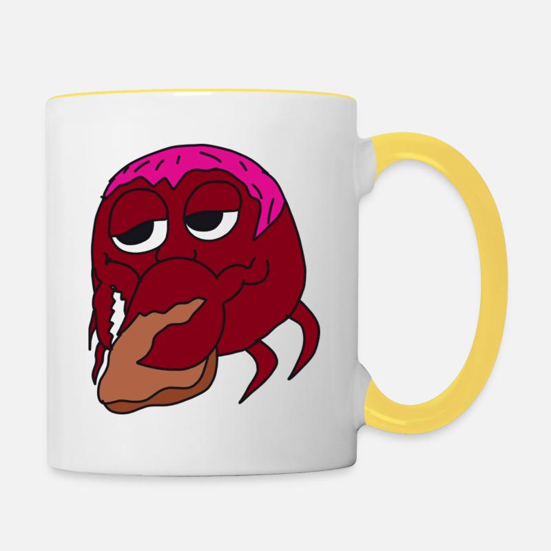 Happiness A Crab Making Biscuits - Contrasting Mug - white/yellow