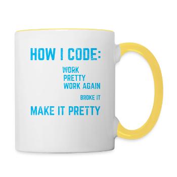 Programmer Coder Software Developer Programming Co - Tasse zweifarbig - Weiß/Gelb - Rechts