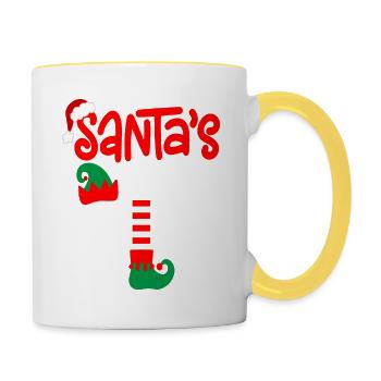 Santa s Baby Elf - Tasse zweifarbig - Weiß/Gelb - Rechts