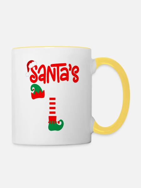 Santa s Wildest Elf - Tasse zweifarbig - Weiß/Gelb