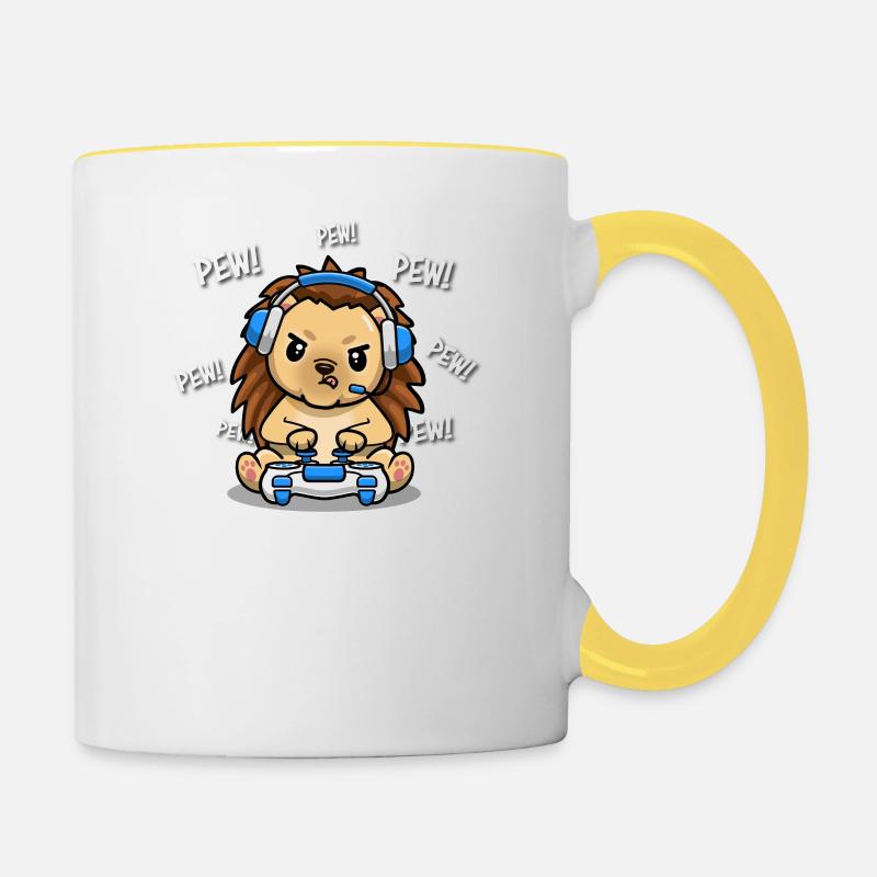 Igel - Tasse zweifarbig - Weiß/Gelb