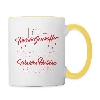 Erzgebirge Geschaffen Helden Geschenk Weihnachten - Tasse zweifarbig - Weiß/Gelb - Rechts