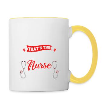 Funny School Nurse Nursing Licensed Health Practit - Tasse zweifarbig - Weiß/Gelb - Rechts