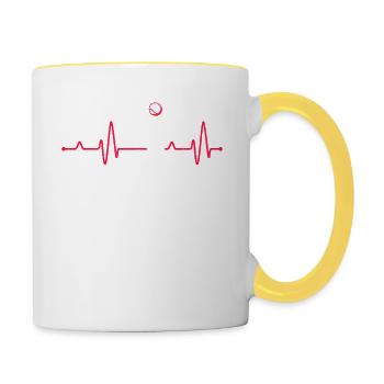 Tennis Heartbeat Sports Player Coach Les fans adorent - Mug contrasté - blanc/jaune - Droite
