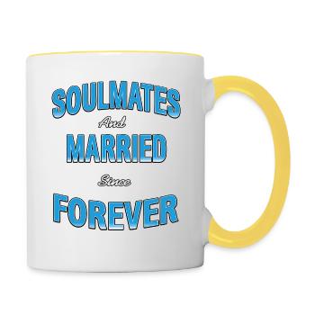 Soulmates & Married Since Forever Cute Retro - Tasse zweifarbig - Weiß/Gelb - Rechts
