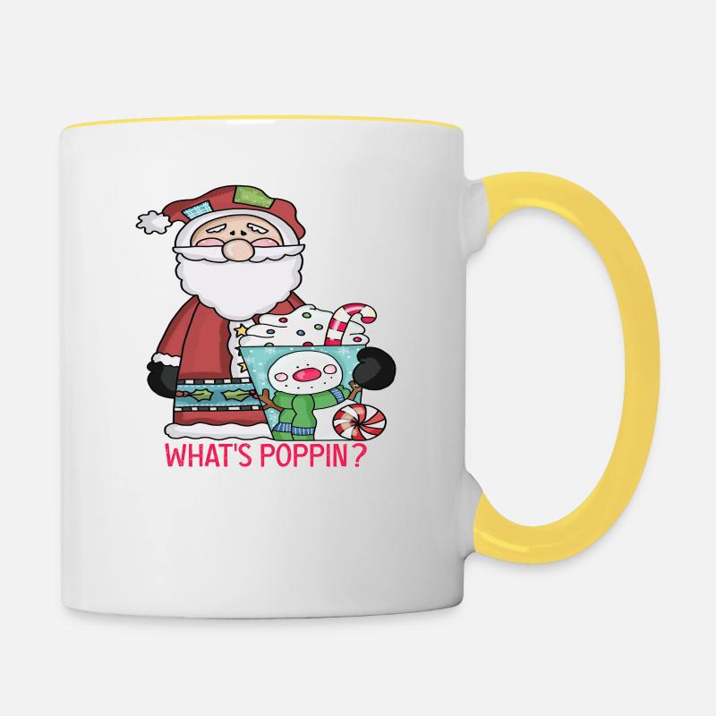 Qu'est-ce que Poppin Santa - Mug contrasté - blanc/jaune