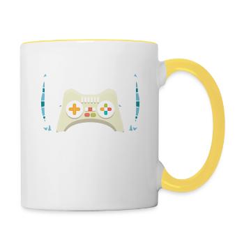 Offizielles Schlafshirt Game Controller Online - Tasse zweifarbig - Weiß/Gelb - Rechts