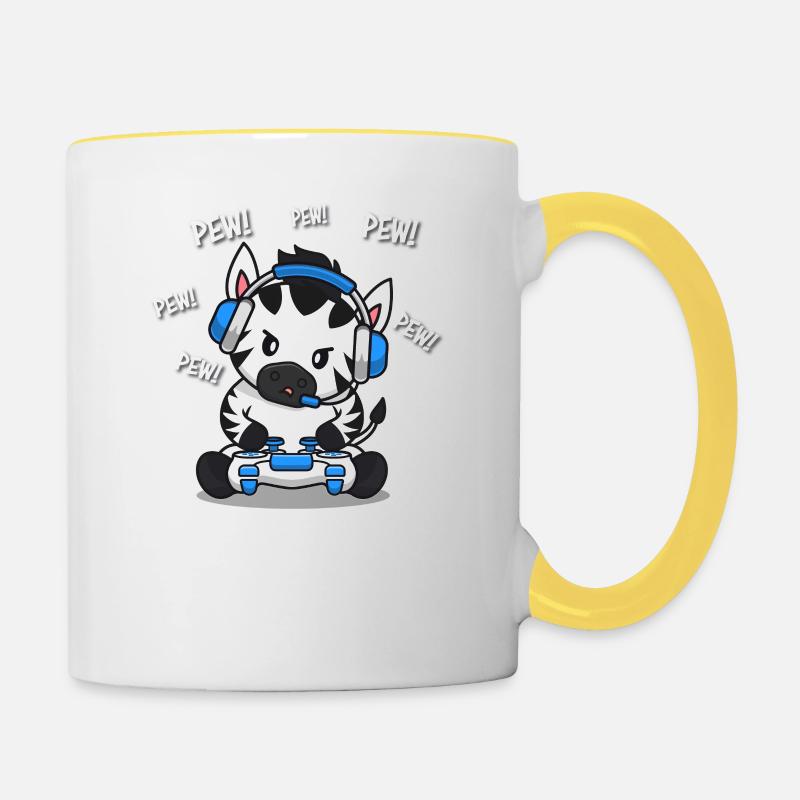 Zebra - Tasse zweifarbig - Weiß/Gelb