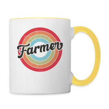 Agriculteur Rétro Vintage - Mug contrasté - blanc/jaune - Droite