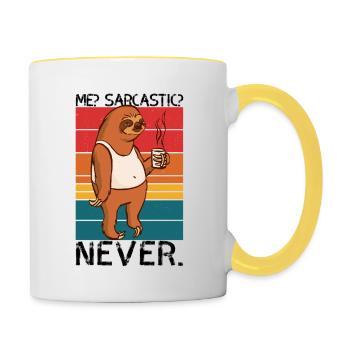 Me Sarcastic Never Sloth Saying - Contrasting Mug - white/yellow - Right