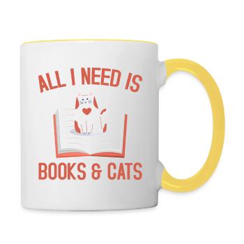 All I need is books - Tasse zweifarbig - Weiß/Gelb - Rechts