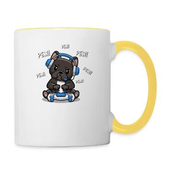 Black French Bulldog - Contrasting Mug - white/yellow - Right