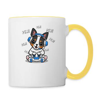 Rat Terrier - Mug contrasté - blanc/jaune - Droite