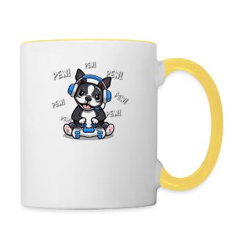 Boston Terrier - Contrasting Mug - white/yellow - Right