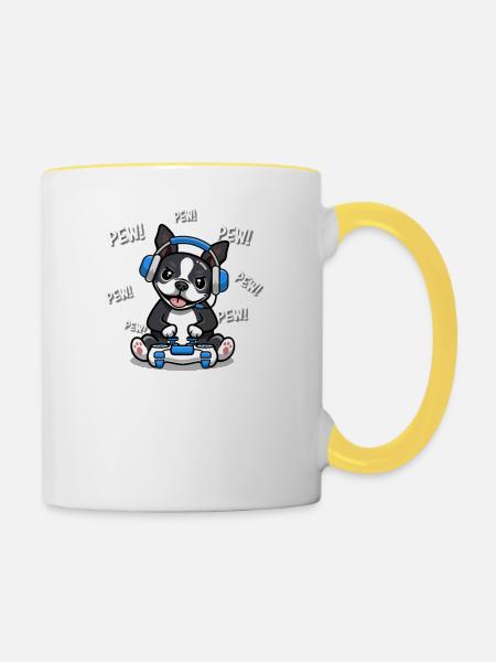 Boston Terrier - Contrasting Mug - white/yellow